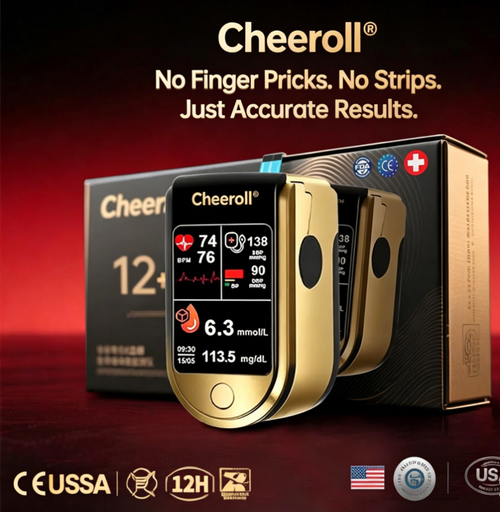 🩸Health America Subsidized Product | Cheeroll® Professional 12in1 Glucose & Vital Signs Monitor-Painless, Fast, Precise& FDA-Backed(Made in California, USA)